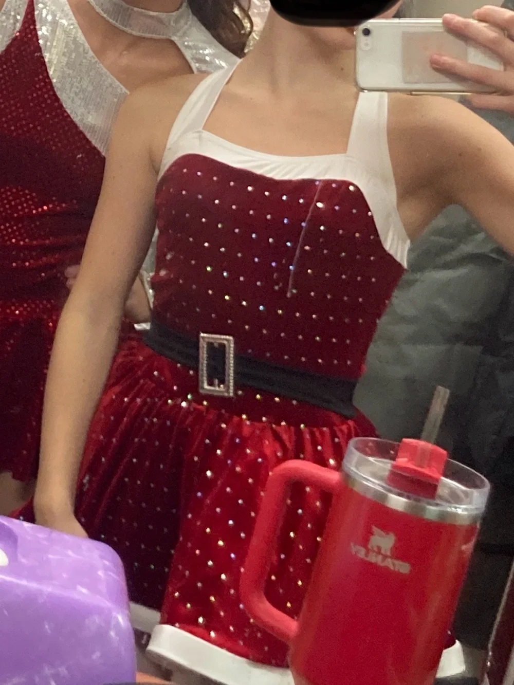 Red Sparkle Holiday Dress Costume with Belt